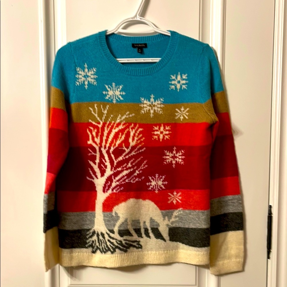 Colorful Striped Sweater with Snowflake Design